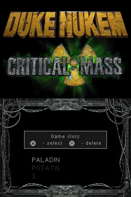 Duke Nukem: Critical Mass Nintendo DS Main menu