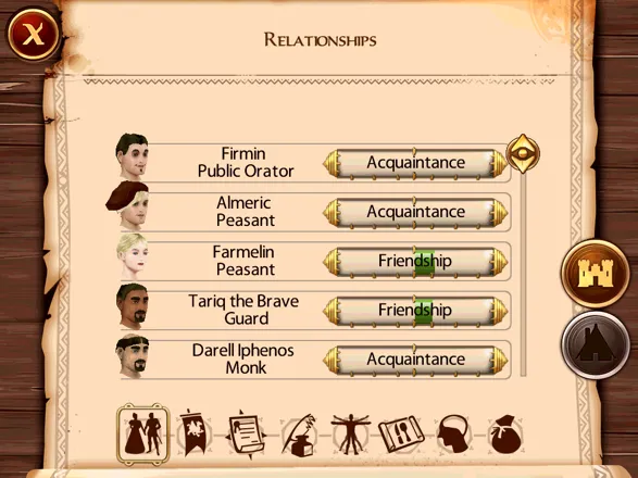 The Sims: Medieval iPad Tracking my sim&#x27;s relationship with other sims.