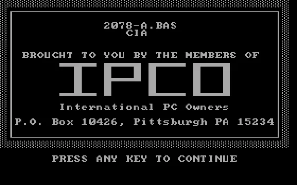 C.I.A. Adventure DOS Title screen