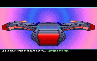 Hard Nova DOS Entering a stargate to travel between star systems. Now I see where the title screen got its image!