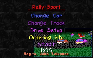 Rally Sport DOS The main menu