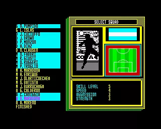 World Class Soccer ZX Spectrum And then you select your playing squad, which had to include a certain Maradona