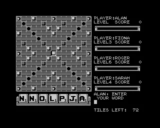 The Computer Edition of Scrabble Brand Crossword Game ZX Spectrum The game starts and it&#x27;s Alan who begins