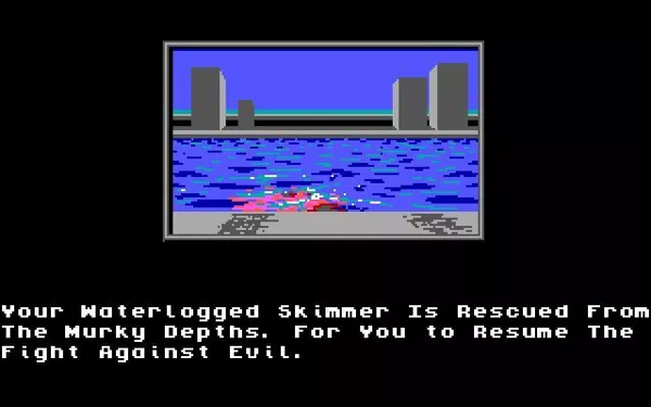 Hoverforce DOS Resolution 101: The skimmer is just that, a skimmer. It does not hover nor does it float so don&#x27;t put on the brakes when over water.
EGA version