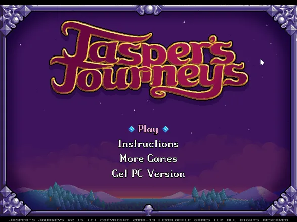 Jasper&#x27;s Journeys Browser Main menu
