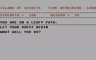 Island of Secrets Commodore 64 Start of your quest.
