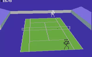International 3D Tennis Commodore 64 A game in progress