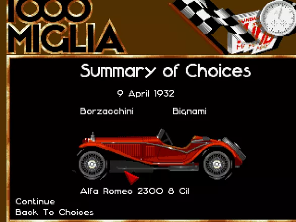 1000 Miglia Amiga Car Selection