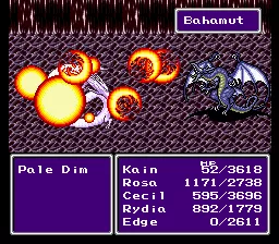 Final Fantasy II SNES ...but bahamut will fry him all the same with his MegaFlare!