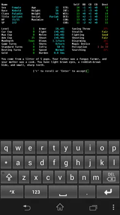 Angband Android If you&#x27;re happy with your character, let&#x27;s begin