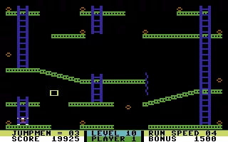 Jumpman Junior Commodore 64 Level 10 - Herethereeverywhere - When you grab a bomb you&#x27;ll be transported to the glowing square.