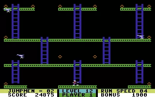 Jumpman Junior Commodore 64 Level 12 - Hurricane - The wind is blowing against you in this level.