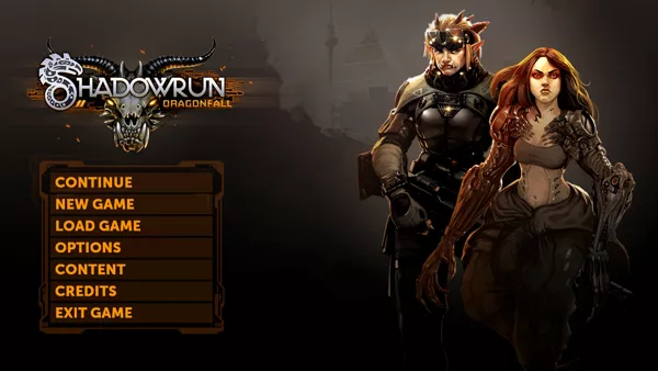 Shadowrun: Dragonfall Windows New main menu.