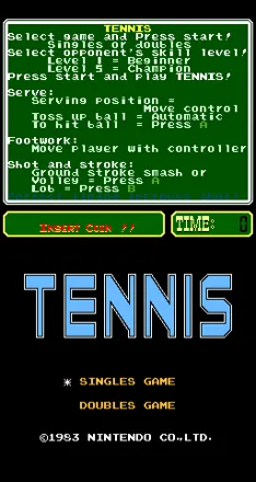 Tennis Arcade Title screen