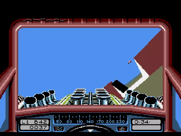 Stunt Track Racer Amiga An opponent jumping.