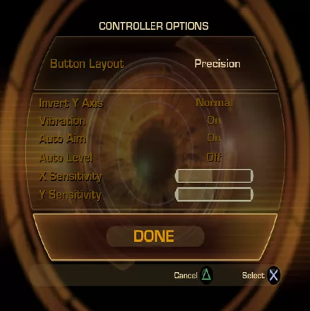 GoldenEye: Rogue Agent PlayStation 2 There are game customisation options available to the player, this is the in-game screen that shows these