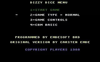 Dizzy Dice Commodore 16, Plus/4 Title Screen.