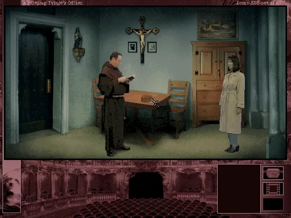 The Beast Within: A Gabriel Knight Mystery DOS The priest does not speak English, but maybe if I show him something...