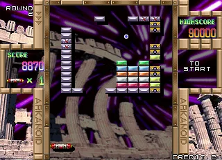 Arkanoid Returns Arcade Smart bomb destroyed some blocks.