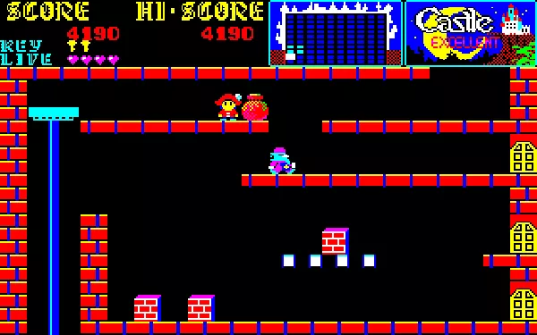 Castlequest Sharp X1 The dagger is exclusive to the Famicom/NES version, the only way to kill enemies here is to drop an object on them or get the elevator to crush them