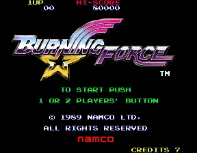Burning Force Arcade Title Screen.