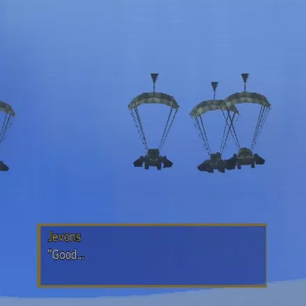 Seek and Destroy PlayStation 2 There are some interesting machines in this game. These are tanks being parachuted in. Other tanks can actually fly with the right modifications