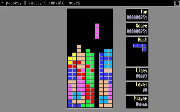 Yet Another Tetris Clone Amiga Set up for lots of points
