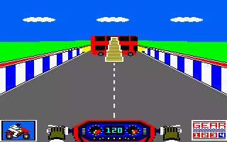 3D Stunt Rider Amstrad CPC Approaching the ramp.