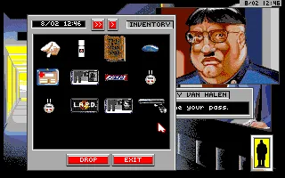 Rise of the Dragon Amiga Police armoury entrance is possible only with the special pass.