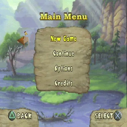 The Land Before Time: Big Water Adventure PlayStation The main menu
