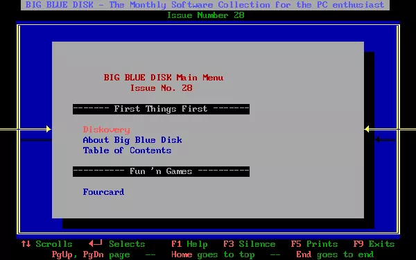 Big Blue Disk #28 DOS The top of the scrolling menu