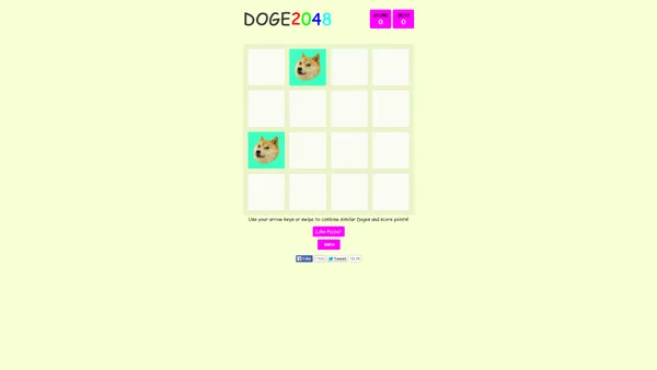 DOGE2048 Browser Starting a new game.