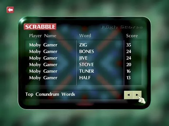 Scrabble Windows The game keeps high scores for all three kinds of contest