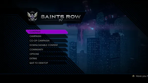 Saints Row IV Windows Main menu