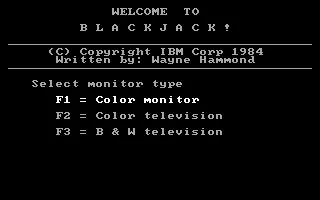 Blackjack DOS Title screen (and monitor selection)