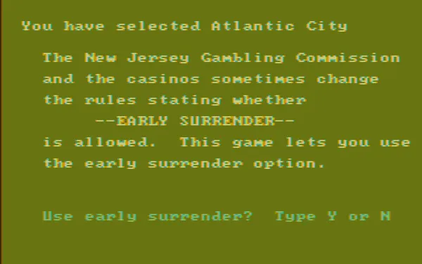 Blackjack DOS Starting an Atlantic City game (color TV)