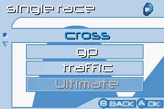 Moto Racer Advance Game Boy Advance Racing style selection screen