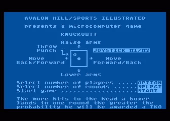 KNOCKOUT Atari 8-bit Title / instructions &#x26; info