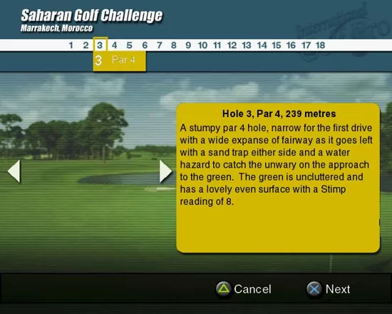 International Golf Pro PlayStation 2 In the Practice option the player can play a single hole on any of the three available courses