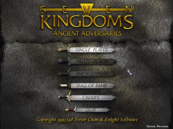 Seven Kingdoms: Ancient Adversaries (Demo Version) Windows Main menu screen.