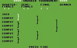 Championship 3D Snooker Commodore 64 The knockout tournament.