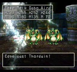 Dragon Warrior VII PlayStation A mysterious temple dungeon. casting Thordain on enemies