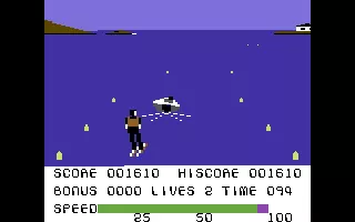 Waterski 3D Commodore 64 Taking a bend.