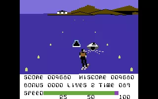 Waterski 3D Commodore 64 Ramp is approaching.