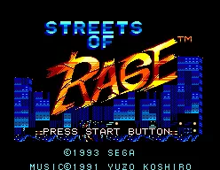 Streets of Rage SEGA Master System Title