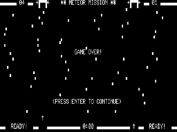 Meteor Mission TRS-80 Game over