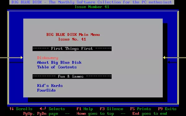 Big Blue Disk #41 DOS Top of the scrolling menu