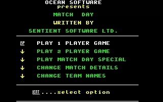 Match Day Amstrad CPC Title Screen