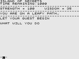 Island of Secrets ZX Spectrum Start of your quest
