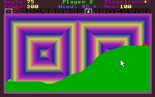 Tank Wars DOS The game has many psychedelic backgrounds like this